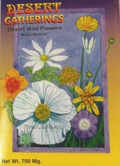 Desert Wild Flowers Seeds – Plant Your Own Garden – Brittlebush, Marigold, Mexican Poppy, Chuparosa, Fairy Duster, Owls Clover, Desert Lupine, Prickly Poppy, and Penstemon