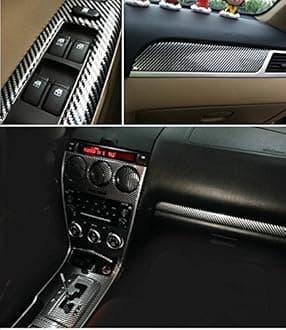 DIYAH 5D High Gloss Black Carbon Fiber Vinyl Bubble Free Air Release Car Wrap Film Automotive DIY Decals (12" x 108" / 1 FT X 9 FT)