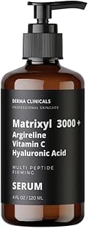 Derma Clinicals Matrixyl 3000 + Argireline, Vitamin C, Hyaluronic Acid Serum, Anti-Aging Face Anti-Wrinkle Serum For Face, Multi Peptide Firming - 4Oz