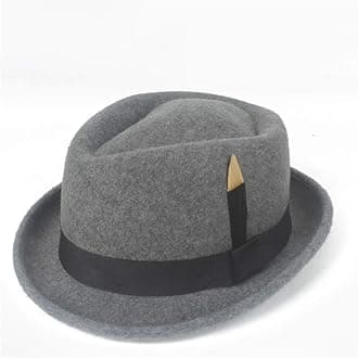 WANGQIANLI Hipster 2019 Fedora Hat Fashion Felt Wool Black Feather Ladies Hat Men's Panama Jazz Hat Gangster Hat (Color : Gray, Size : 56-58cm)