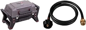 Char-Broil Grill2Go X200 Portable TRU-Infrared Liquid Propane Gas Grill + Char-Broil 4-Foot Hose and Adapter, Black