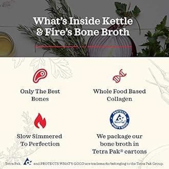 Kettle & Fire and Lemongrass Ginger Beef Bone Broth, Keto, Paleo, and Whole 30 Approved, Gluten Free, High in Protein and Collagen, 3 Pack