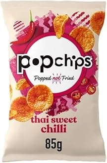 popchips Thai Sweet Chili Popped Potato Chips, 85g (Multipack Box of 8) - Popped not Fried, No Artificial Flavours or Colours, Suitable for Vegans