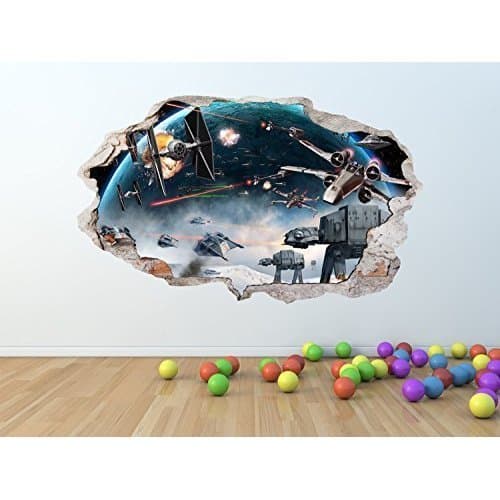 supreme vinyls STARWARS BROKEN/SMASHED WALL Effect Wall Art Sticker *GIANT SIZES* - pw155 (GIANT 100 X 60 CM)