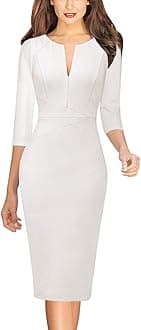VFSHOW Womens Elegant Slim Zipper up Work Business Office Bodycon Sheath Dress