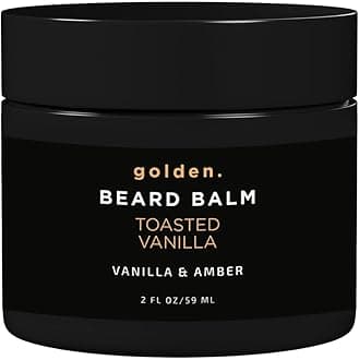 Golden Grooming Beard Balm | Unique Masculine Scent | Shea Butter for Beard Growth | Tames, Moisturizes & Styles – Toasted Vanilla, 2oz