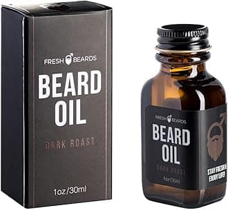 Fresh Beards Dark Roast Beard Oil - Fresh Brew Coffee Bean and Sweet Cream Fragrance - Scented Mens Beard and Mustache Oil - Soothing Anti-Itch Moisturizer & Softener for Dandruff Prevention and Healthy Beard Growth