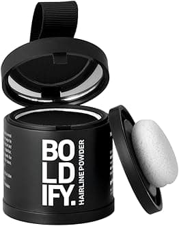 BOLDIFY Hairline Powder (LARGE, 10g) - Root Touch Up Hair Color for Gray Coverage - Bald Spot Concealing Hair Powder for Women and Men - 24-Hour Stain-Proof - Black