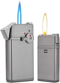 YUSUD Torch Cigar Lighter, Butane Fuel Refillable, Soft/Jet Flame Switchable Cigarette Lighter with Flame Adjustable and Rotatable Switch, Unique Gift for Tobacco Pipe & Cigar