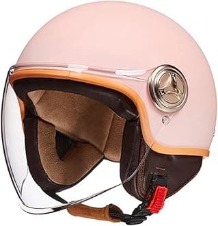 Vespa Open Face Motorcycle Helmet, Men Women 3/4 Motorcycle Half Helmet with Visor, Light Breathable Quick Buckle Half Helmet for Moped Cruiser Bobber and Chopper, DOT Approved