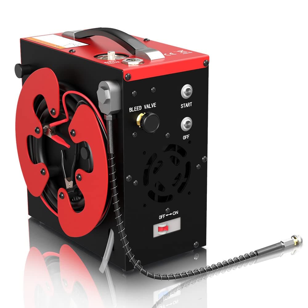 GX PUMP GX-E-CS3 PCP Air Compressor, Auto-Stop,Oil-Free, Built-in Water-Oil Separator Filter, Powered by Car 12V DC or Home 110V AC w/Converter,4500Psi/30Mpa,Paintball Air Compressor Pump