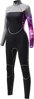 Womens Full Body Wetsuit 3mm - Neoprene Diving Suits Front Zip Dive Skin for Diving Snorkeling Surfing Swimming