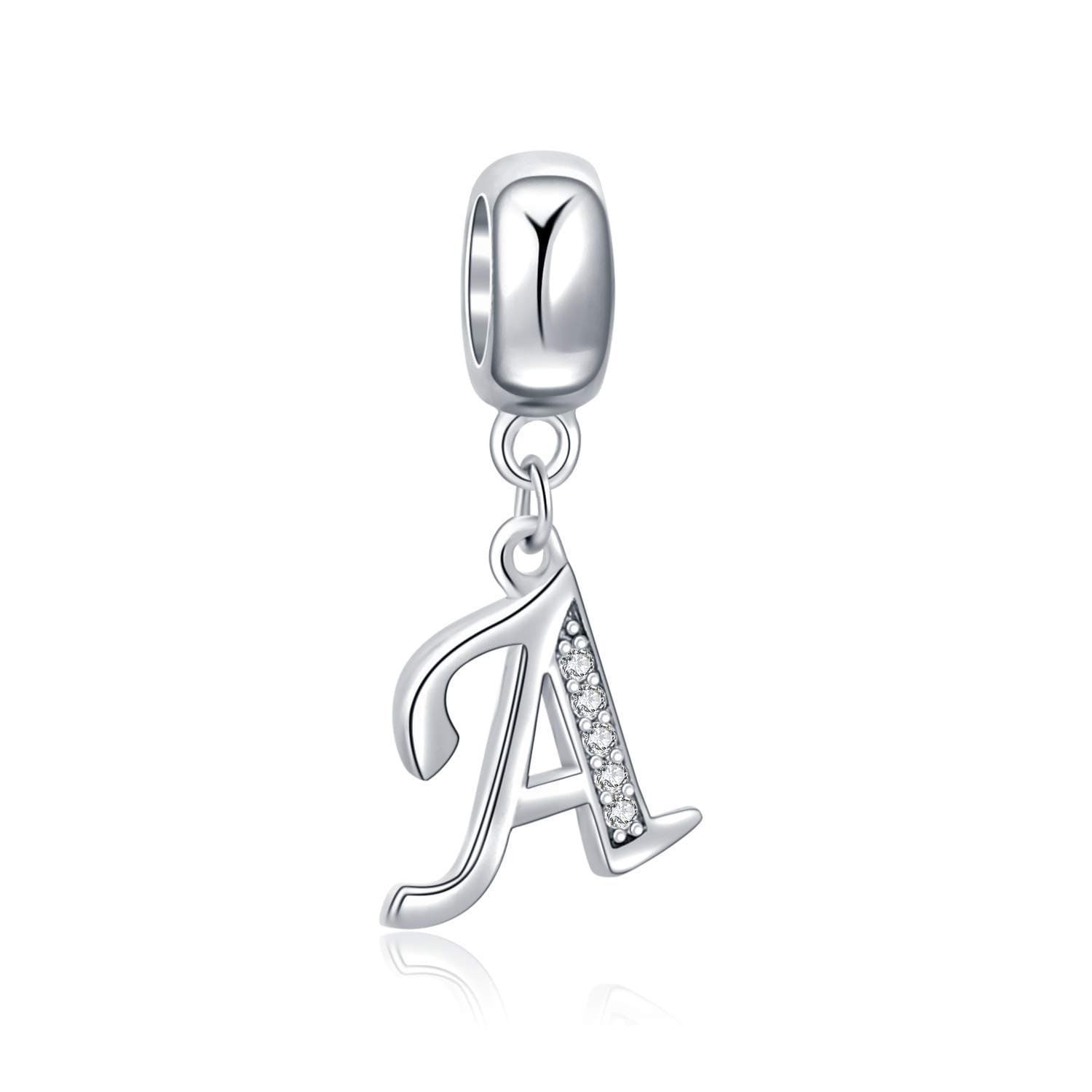 SOUKISS 925 Sterling Silver Letter Beads Initial A-z Dangle Alphabet Crystal Charm Fits European Bracelet Gift for Mother Valentines day
