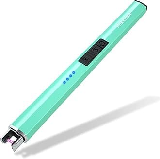 Electric Candle Lighter with Safety Switch - USB Rechargeable Windproof & Flameless Plasma Arc Lighter for Easter Basket Stuffers (Tiffany Blue)