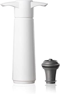 Vacu Vin The Original Wine Saver Pump and Wine Preserver with Wine Stoppers Vacuum Sealers. White Wine Pump and Wine Vacuum Stoppers, Black. Wine Bottle Keeper Set Keeps Wine Fresh for Longer
