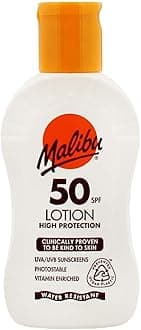 Malibu Sun SPF 50 Lotion, Very High Protection Sun Cream, Water Resistant, Vitamin E and Aloe Vera Extract, 100ml