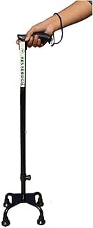 4 Leg Black Walking Stick with Support