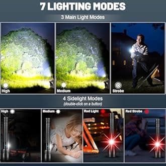 Cinlinso Rechargeable LED Flashlights High Lumens, 90,000 Lumens Super Bright Flash Light with 10000 𝗺𝗔𝗵 Β𝗔𝗧𝗧𝗘𝗥𝗬 & 7 Modes, Powerful Handheld Waterproof Flashlights for Home Emergencies