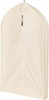 62x24in Travel-Garment Bag Cotton Natural - Protects Clothes from Moisture, Dust, Wrinkles - Ideal for Suits, Jackets, Winter Coats, Wedding Dresses