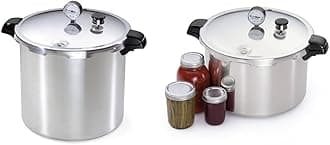 01781 Pressure Canner and Cooker, 23 qt, Silver & 01755 16-Quart Aluminum canner Pressure Cooker, One Size, Silver