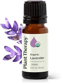 Plant Therapy USDA Certified Organic Lavender Essential Oil. 100% Pure, Undiluted, Therapeutic Grade. 10 ml (1/3 oz).