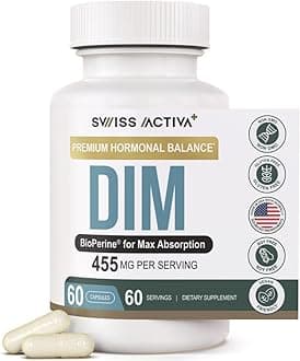 Swiss Activa+ Labs DIM Supplement – Hormone Balance for Women & Men – Estrogen Supplement for Women and Men– Supports Hormonal Acne & Menopause Symptoms| Gluten Free, Non-GMO & Vegan – 60 Days Supply