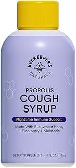 BEEKEEPER’S NATURALS B.Better Nighttime Cough Syrup for Adults - Elderberry Extract, Bee Propolis Extract, Buckwheat Honey - Immune Support, 4 oz