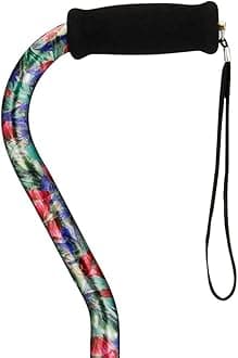 NOVA Designer Walking Cane with Offset Handle, Lightweight Adjustable Walking Stick with Carrying Strap