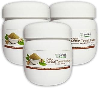 HorticoGreens Natural Haldi Kasturi Turmeric/Kasturi Manjal/Musk,Wild & White Turmeric/Jangli Haldi/Curcuma aromatica Powder | 100 Grams (100 gmPack of 3)