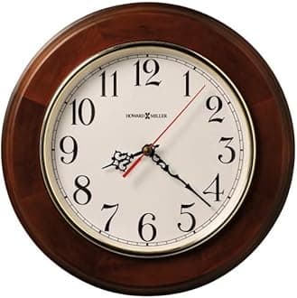 Culdesac Wall Clock II 549-659 – 11.5-Inch Windsor Cherry Finish, Round Brass-Finished Bezel, Natural Home Decor, Off-White Dial, Quartz Movement Timepiece