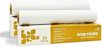 Food Wrapping Roll | Chemical Free | Non Printed | Non- Stick, Oilproof | Food Wrap Paper Roll for Roti, Sandwich, Snacks | Eco-Friendly (16M Pack of 2)