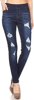 Women's Stretch Pull-On Jeans Skinny Ripped Distressed Denim Jeggings Regular-Plus Size