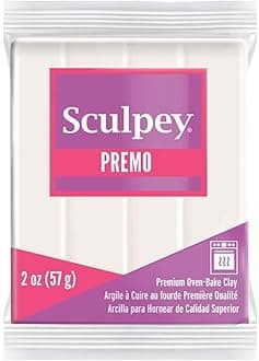 Sculpey Premo™ Polymer Oven-Bake Clay, White Translucent, Non Toxic, 2 oz. bar, Great for jewelry making, holiday, DIY, mixed media and more. Premium clay perfect for clayers and artists.