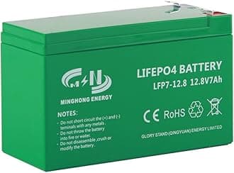 12V 7Ah lithium Battery, 12volt LiFePO4 Battery Deep Cycle Iron Battery, Built-in BMS, 5000+ Cycles Rechargeable Battery Perfect for Solar Power System, Kids Scooters, Fish Finder, Toys (7Ah)