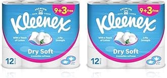 Kleenex Dry Soft Toilet Tissue Paper, 2 PLY, 24 Rolls x 200 Sheets, Embossed Bathroom Tissue with a Touch Of Cotton