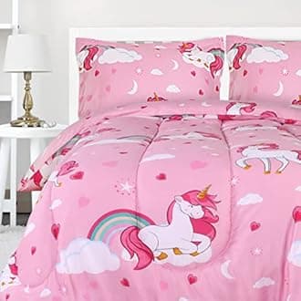 Utopia Bedding All Season Unicorn Comforter Set with 2 Pillow Cases, 3 Piece Soft Brushed Microfiber Kids Bedding Set for Boys/Girls, Machine Washable (Twin, Pack of 6)