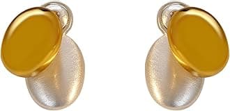 UareinTwo Tone Teardrop Stud Earrings for Women Gold Silver Front Back Oval Bean Dangle Earrings Cute Post Ball Earrings Lightweight Chunky Jewelry Gifts