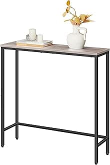 HOOBRO Console Table, Slim Console Table for Hallway, Metal Frame, Compact Display Table, Sofa Table for Small Spaces, Entryway, Living Room, Sturdy, Greige and Black EBG75XG01