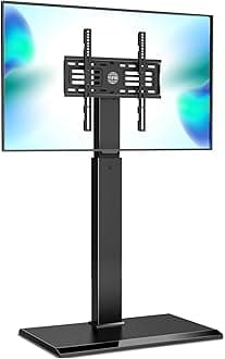 Iron Base Universal Floor TV Stand with Swivel Mount for 32-65 Inch LED LCD OLED Plasma Flat Panel or Curved Screen TVs Height Adjustable with Wire Management (Black)