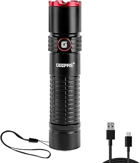 Mini Portable Flashlight | Super Bright Torch 2500 Lumens, 1000M Distance Range | Powerful Pocket Torch, Waterproof IPX5 | Rechargeable Torches for Outdoor Searching, Camping, Hiking (Black)