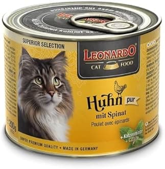 Leonardo Superior Selection Wet Food [6x200g Chicken with Spinach] Grain Free Wet Cat Food | Complete Wet Food in Can