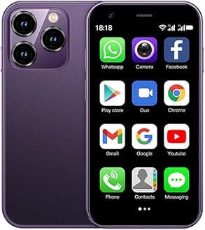 3G Unlocked Mini Smartphone, Child Phone The World's Smallest Cellphone 3.0 Inch Android Mini Phone Quad Core 2G+16G 5.0MP Dual SIM Mobile Smartphone (Purple)