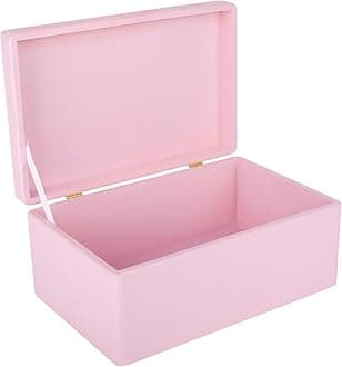 Creative Deco Large Pink Wooden Box Storage with Hinged Lid | 11.8 x 7.87 x 5.51 inches (+-0.5) | Gift Box for Tool Dog Toy Shoes Clothes Kitchen Storage | Wood Keepsake Chest