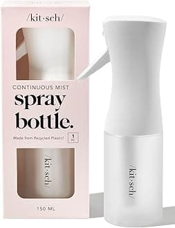 Kitsch Continuous Spray Bottle for Hair – Fine Mist Water Mister & Water Spray Bottle – Recycled Hair Spray Bottle – Spray Bottles for Cleaning, Styling, Plants & More – White, 150ml