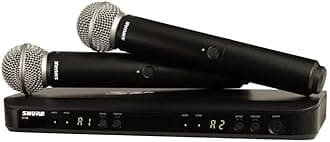 BLX288/SM58 UHF Wireless Microphone System - Perfect for Church, Karaoke, Vocals - 14-Hour Battery Life, 300 ft Range | includes (2) SM58 Handheld Vocal Mics, Dual Channel Receiver | H11 Band