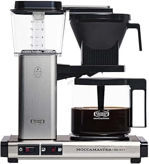 Moccamaster KBG Select Filter Coffee Machine, Coffee Pot Glass, Brushed Colour, 1.25 Litres, Brushed