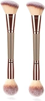 2Pack Dual-ended Makeup Brushes for Contouring, Blending, and Bronzing - Angled Foundation Brush and Concealer Brush - Premium Luxe Hair for Flawless Application of Liquid, Cream, and Powder Makeup