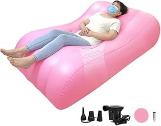 AOSSA BBL Bed After Surgery for Sleeping, Mattress with Hole, BBL Inflatable Chair for Butt, Brazilian Butt Lift Recovery Pillow Post Surgery, Blow Up Bed with Hole, Air Mattress Sofa Couch (Pink)