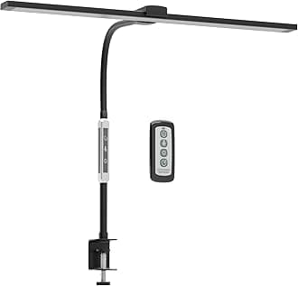 Neatfi Modern Desk Lamp with Clamp, Touch & Remote Controlled, 15W, Adjustable Color Temperature (3000K-6000K), Stepless Dimming, Flicker-Free, Wide-Angle Lighting for Home (Gooseneck, Black)