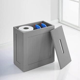 Bathroom Storage Box and Cabinet – Compact Grey Floor Organizer, Multi-Purpose Storage Unit for Cleaning Supplies.